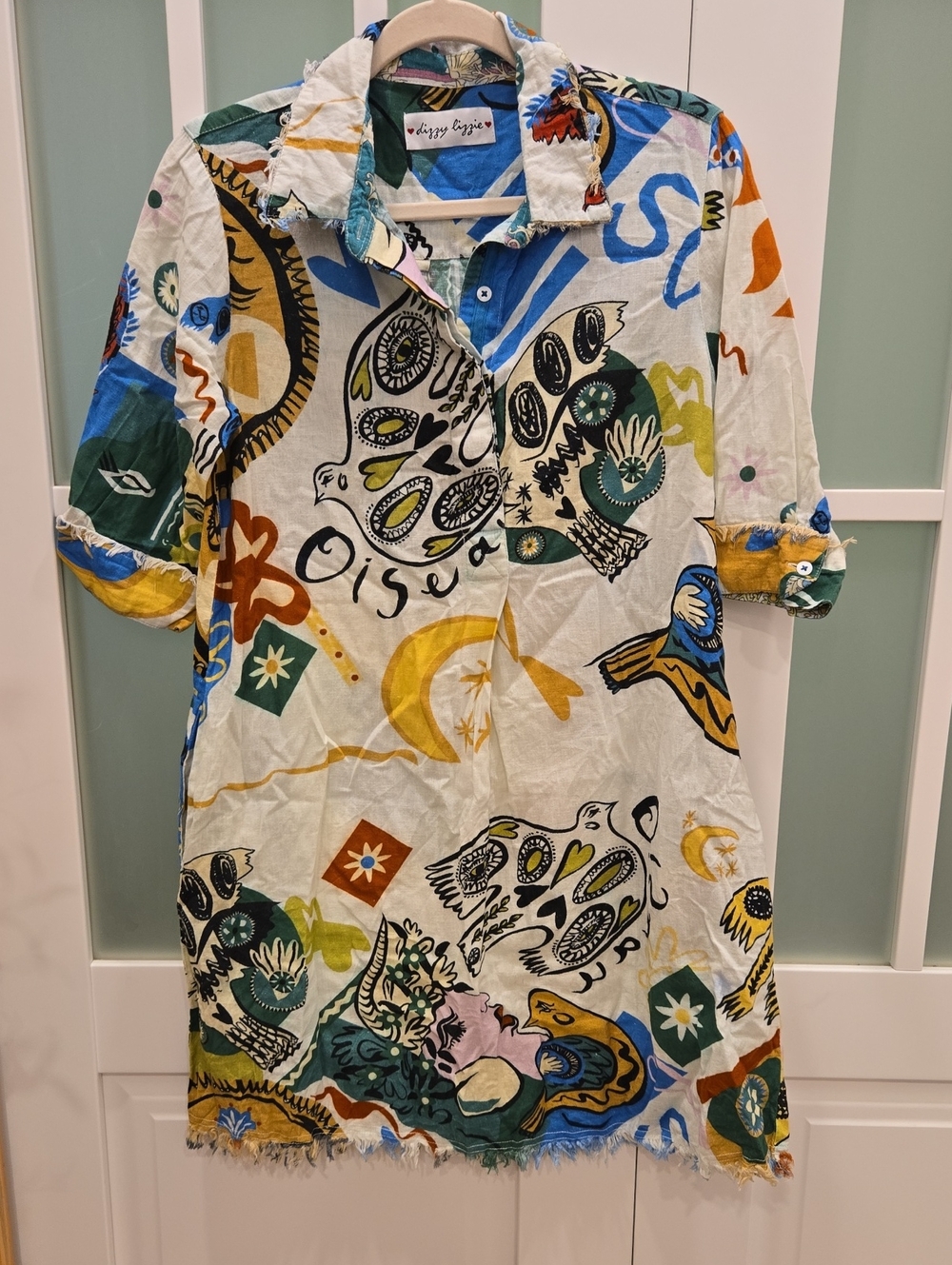 Dizzy Lizzie Abstract Button-Front Dress With Pockets